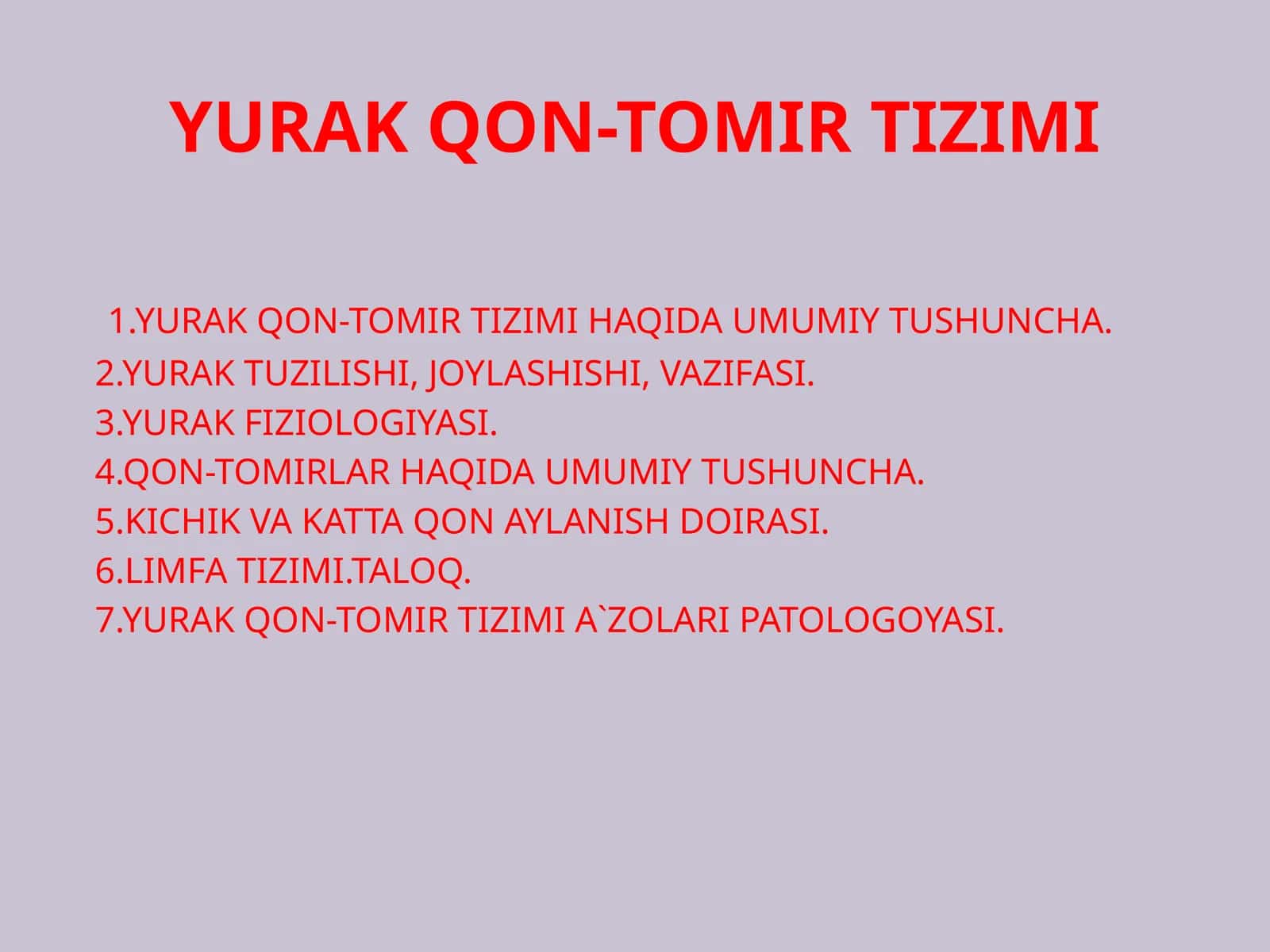 YURAK QON-TOMIR TIZIMI 1