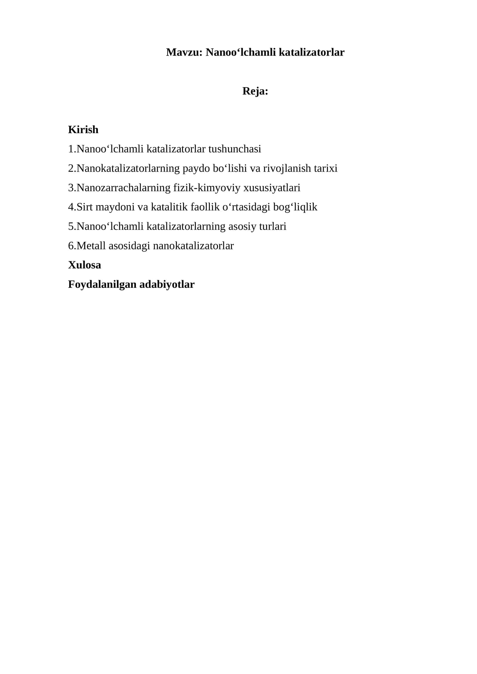 Nanooʻlchamli katalizatorlar 1