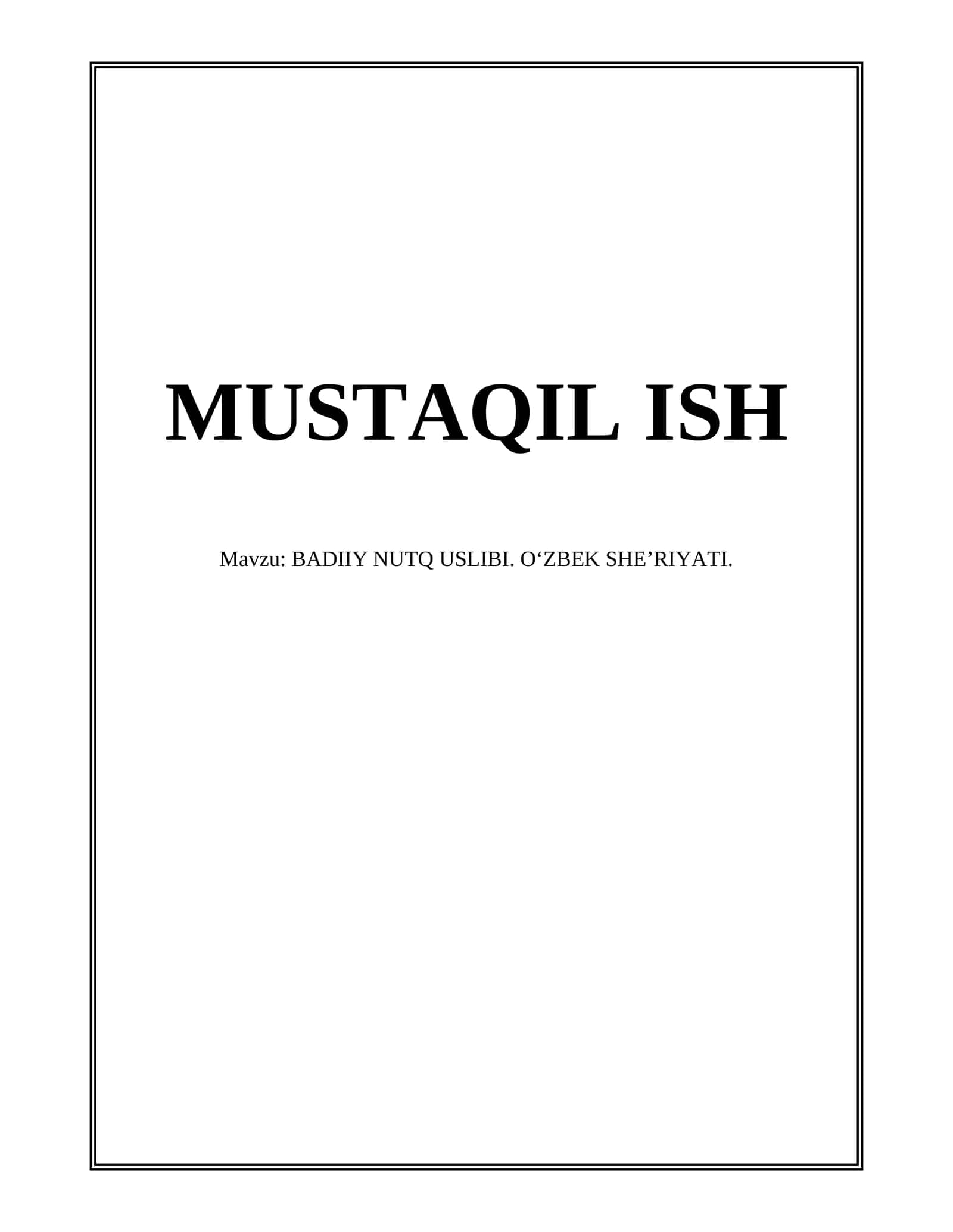 BADIIY NUTQ USLIBI. OʻZBEK SHEʼRIYATI 1