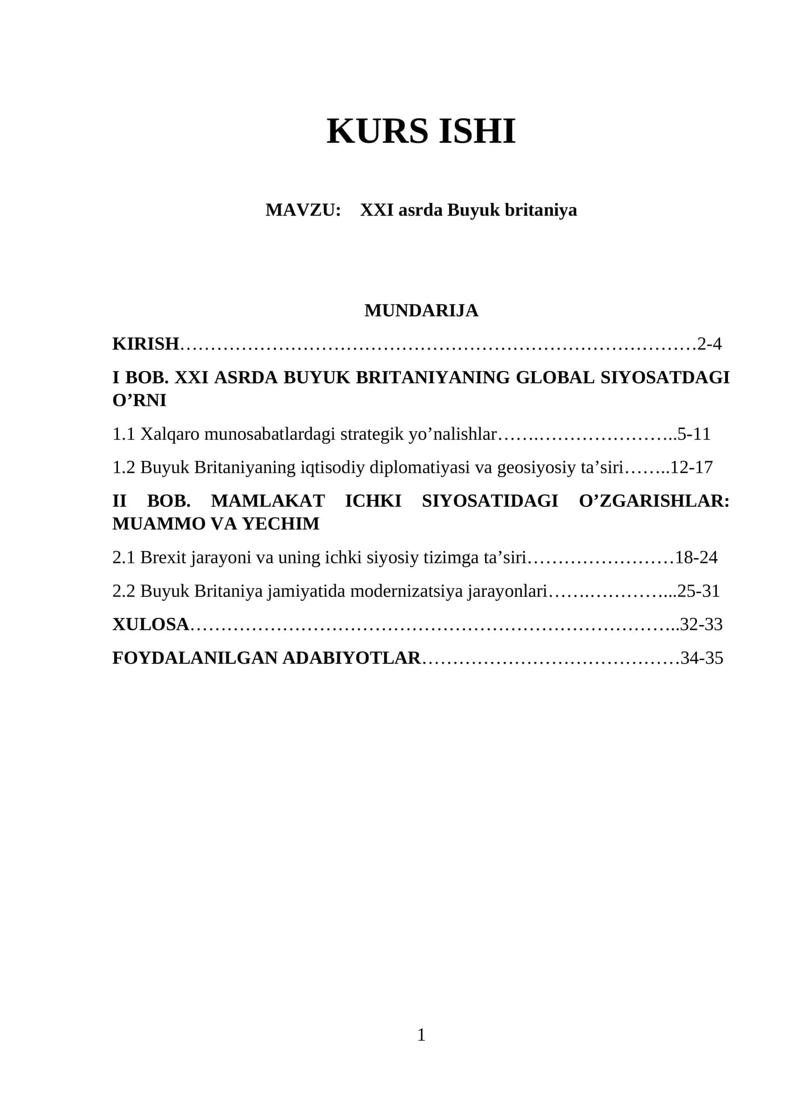 XXI asrda Buyuk britaniya 1
