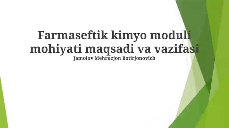 Farmaseftik kimyo moduli mohiyati