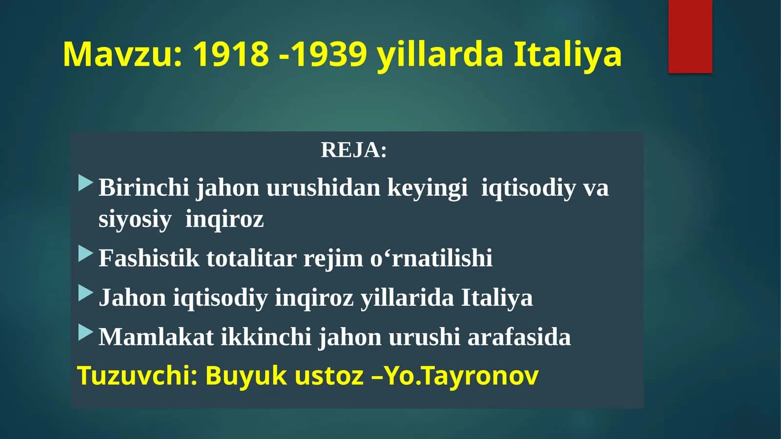1918-1939 yillarda Italiya 1