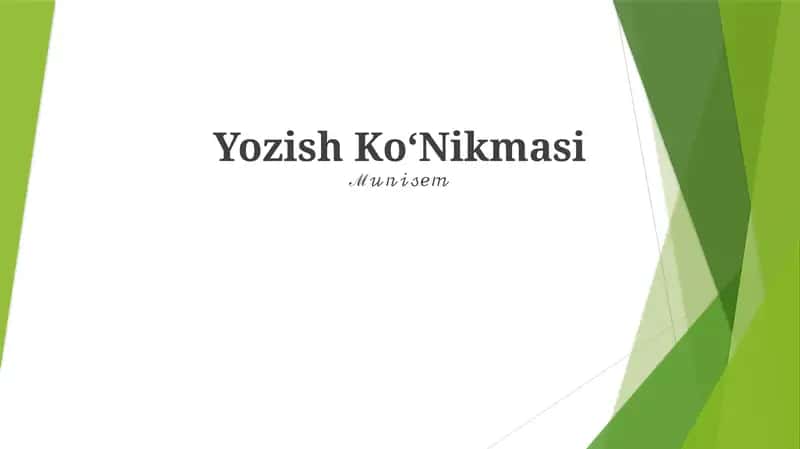 Yozish KoʻNikmasi 1