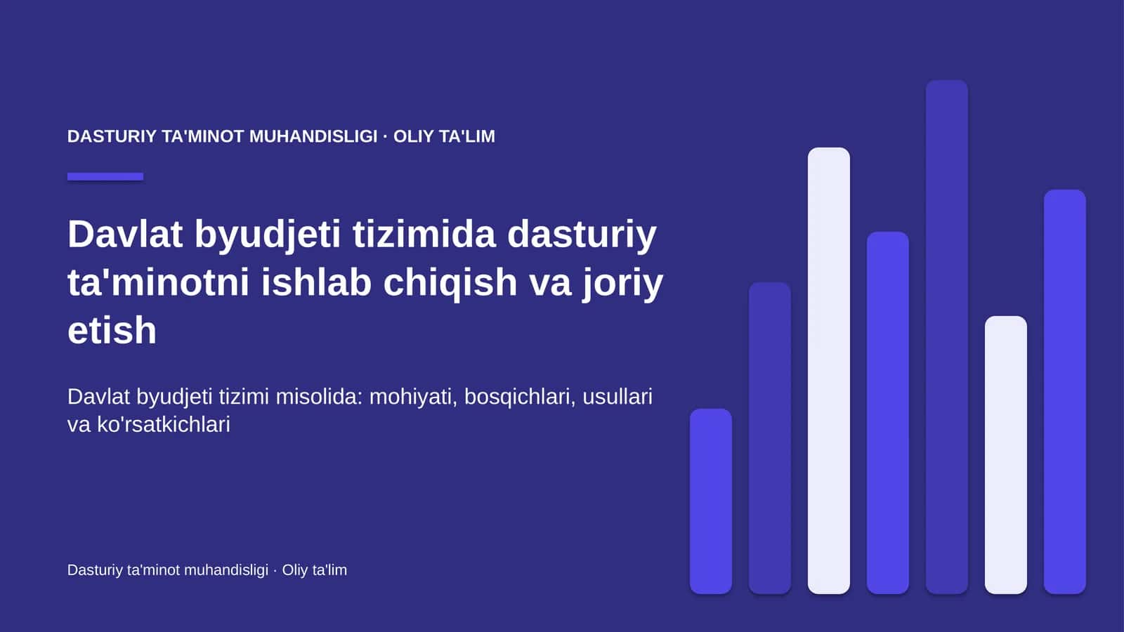 DASTURIY TA'MINOT MUHANDISLIGI · OLIY TA'LIM 1