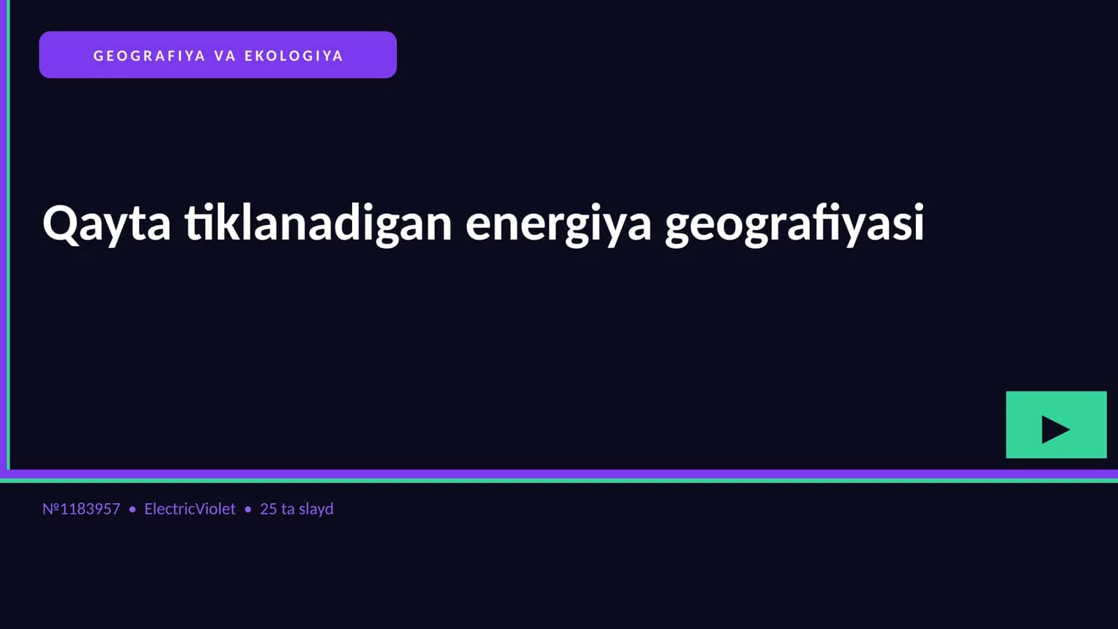 Qayta tiklanadigan energiya geografiyasi 1