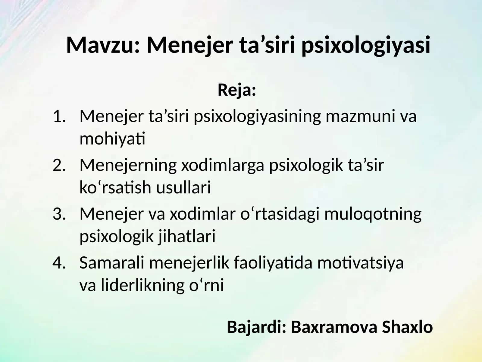 Menejer ta’siri psixologiyasi 1
