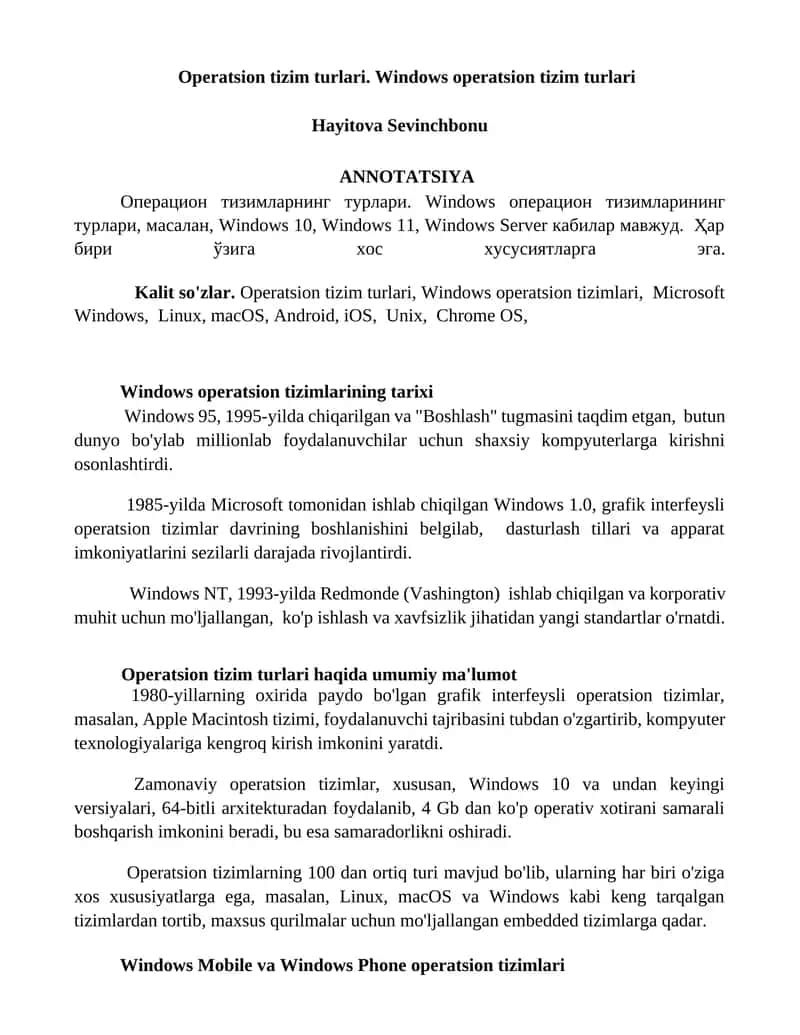 Windows operatsion tizimlari 1