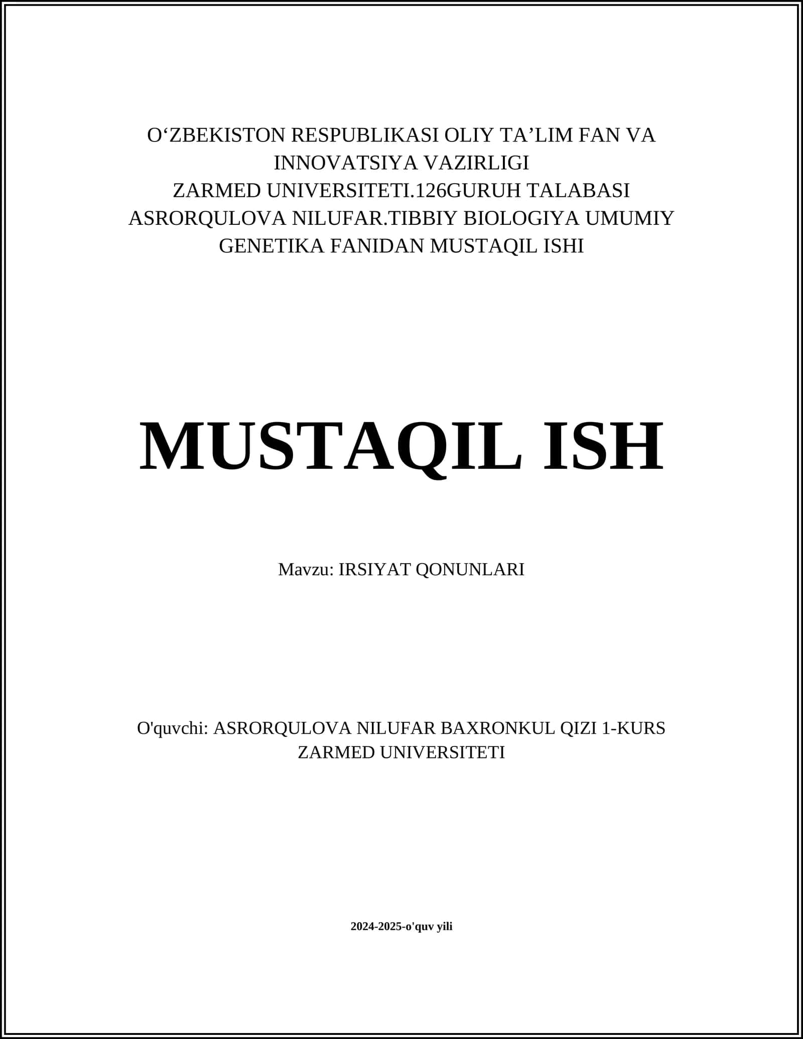 IRSIYAT QONUNLARI 1