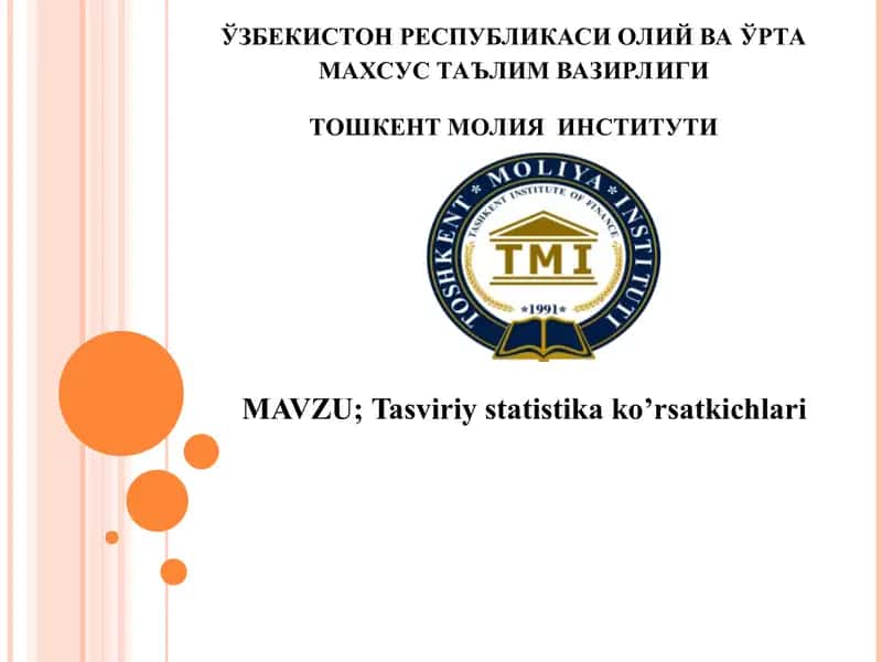 Tasviriy statistika ko’rsatkichlari 1