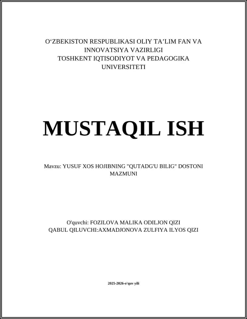 "Qutadg'U Bilig" dostoni 1