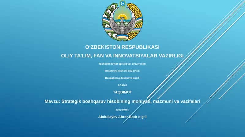 Strategik boshqaruv hisobi 1