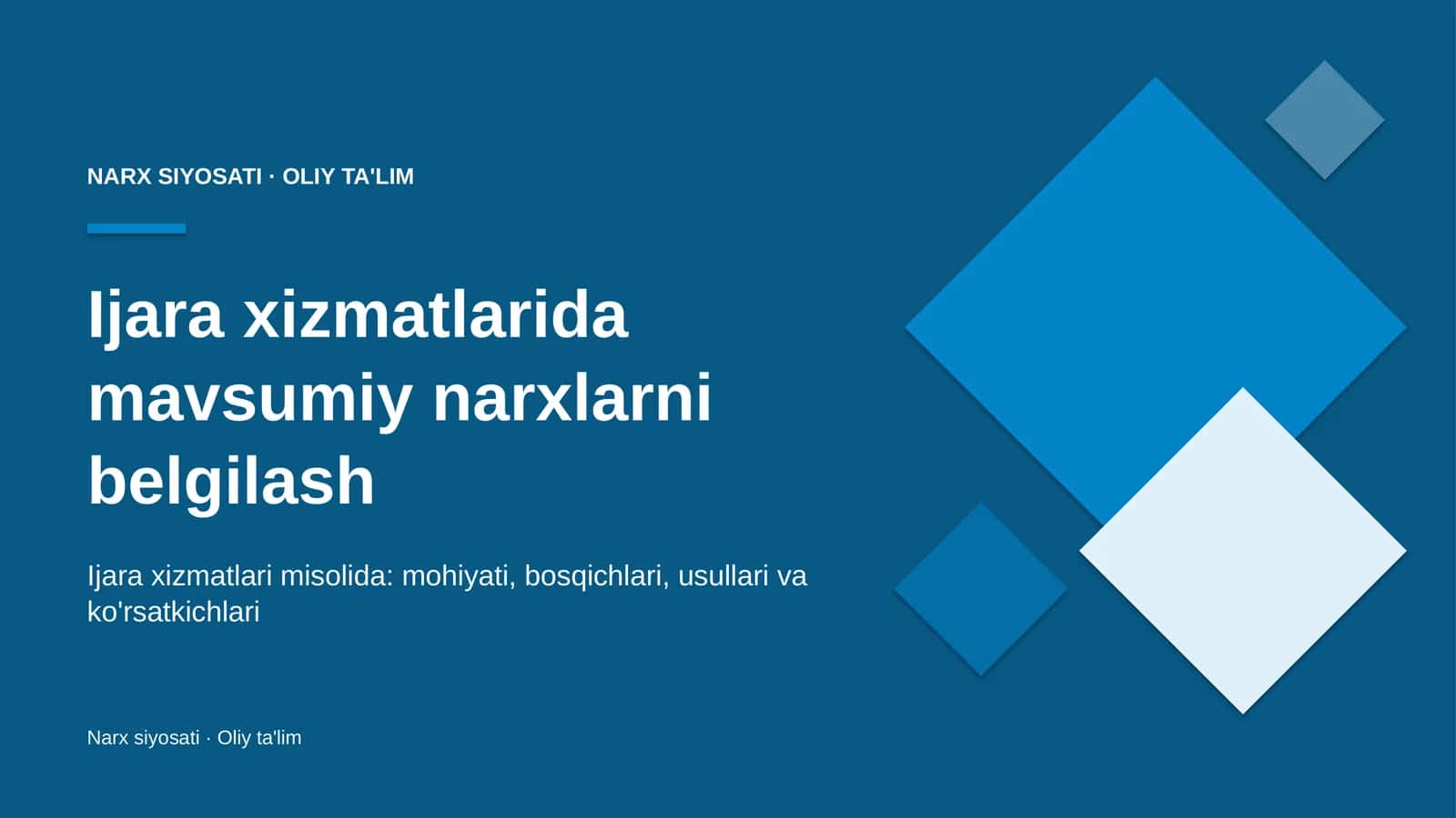 Ijara xizmatlarida mavsumiy narxlarni belgilash 1