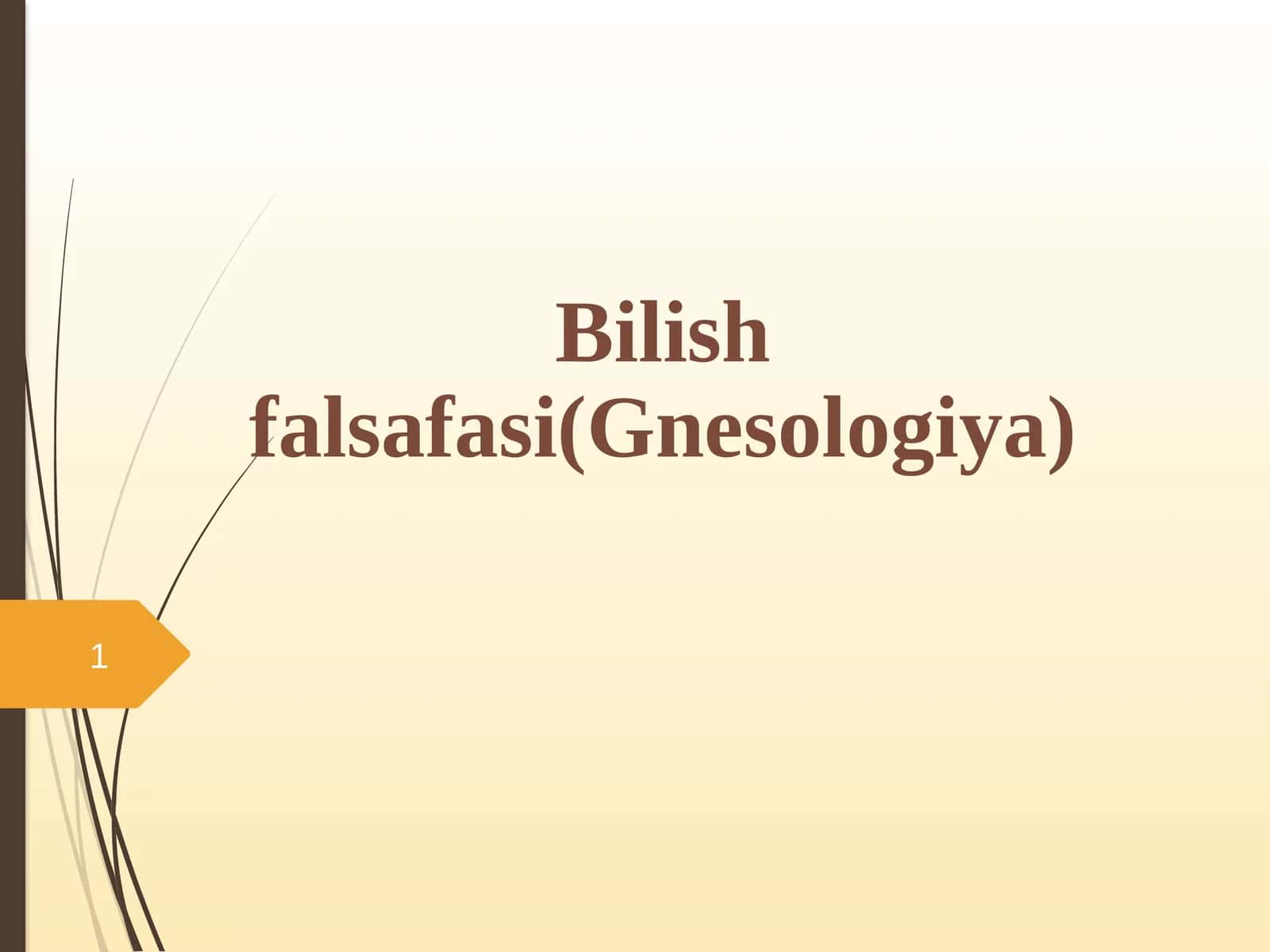 Bilishfalsafasi(Gnesologiya) 1