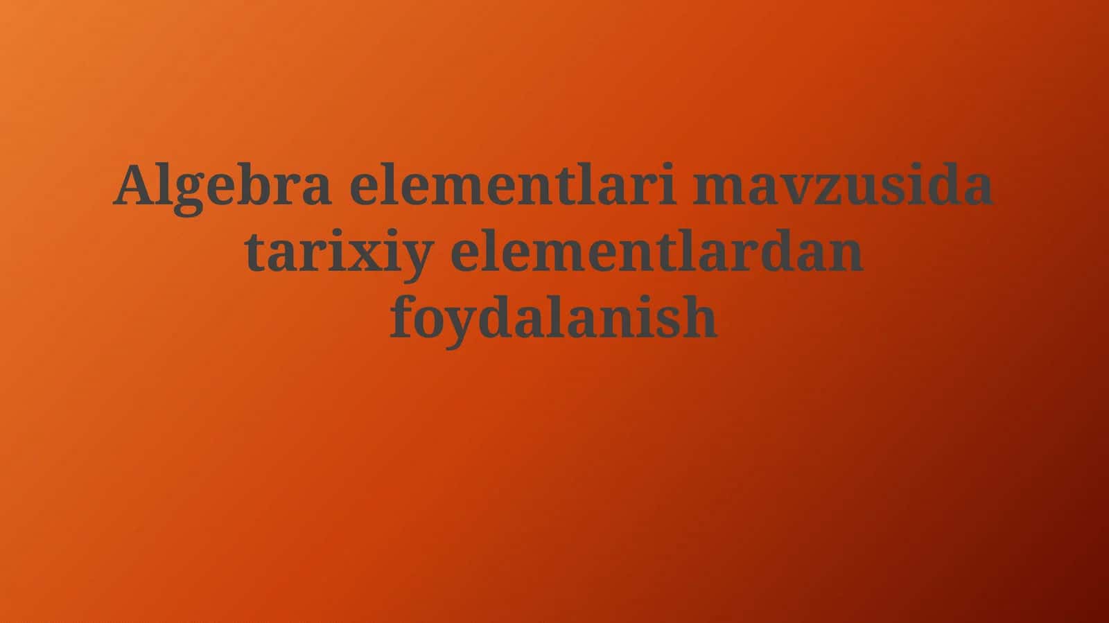 Algebra elementlari 1