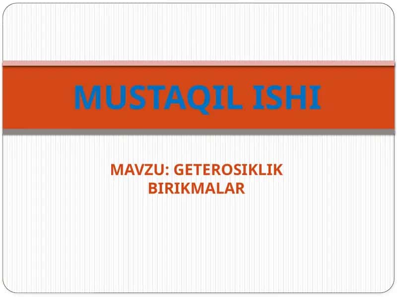 Geterosiklik Birikmalar 1