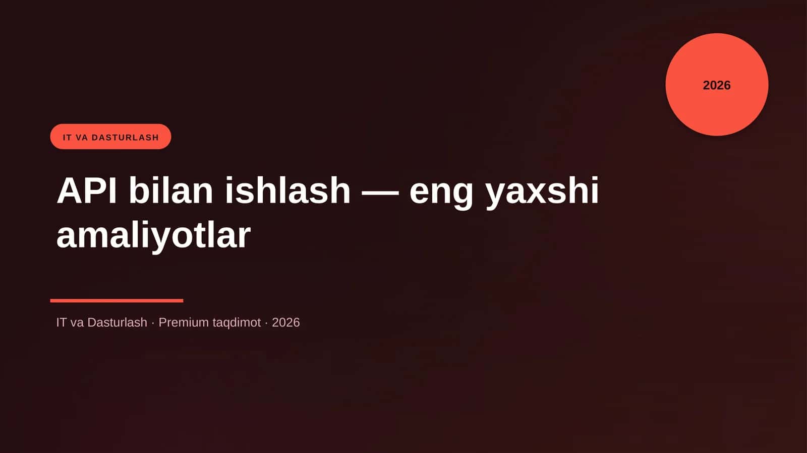 API bilan ishlash - eng yaxshi amaliyotlar 1