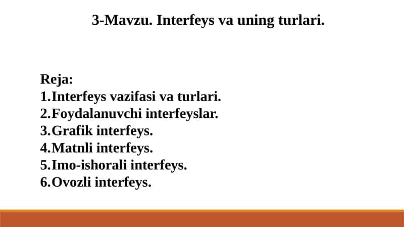 Interfeys va uning turlari 1