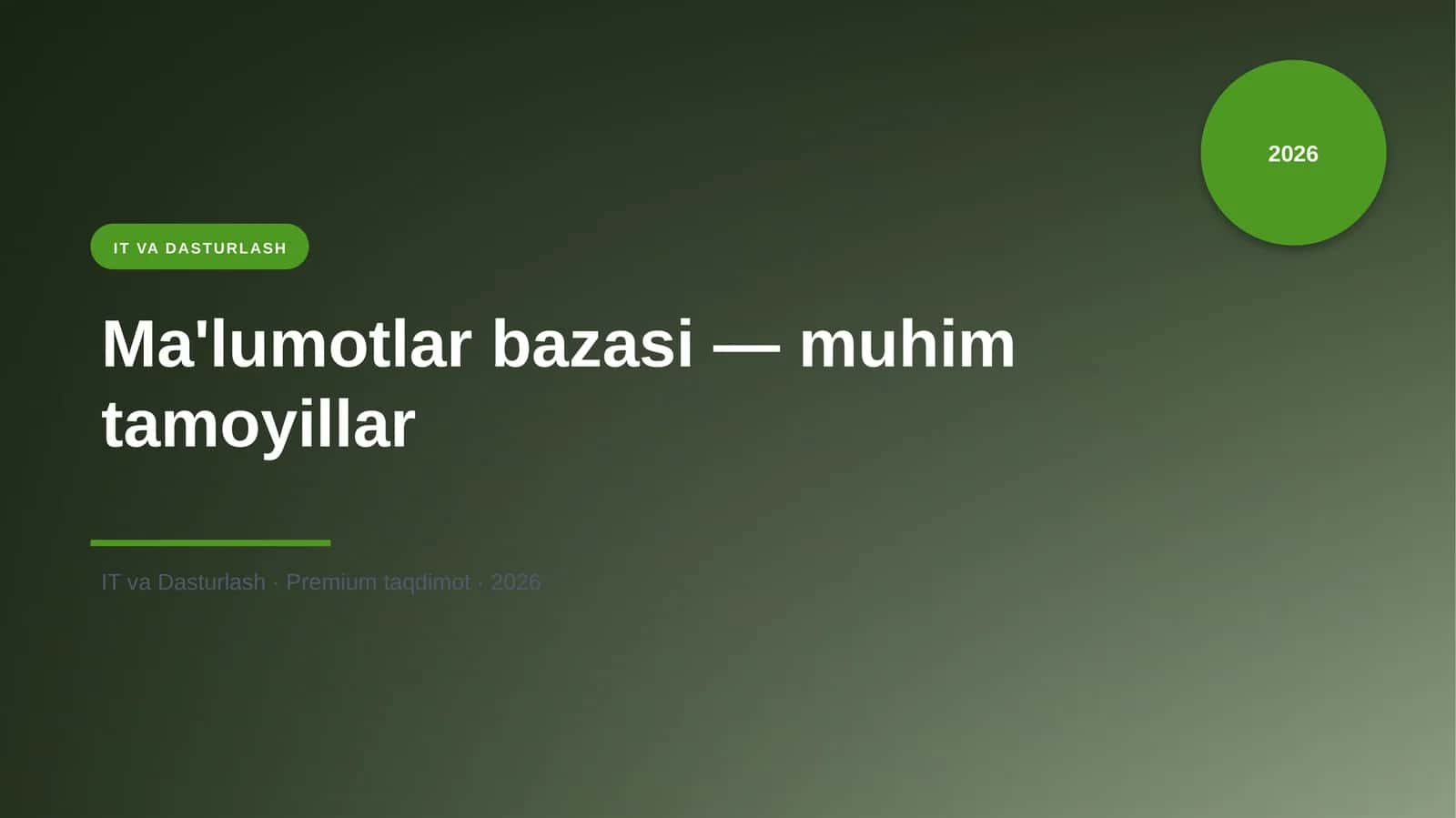 Ma'lumotlar bazasi — muhim tamoyillar 1
