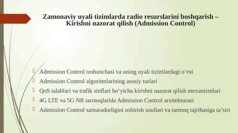 Kirishninazoratqilish(Admission Control) 1