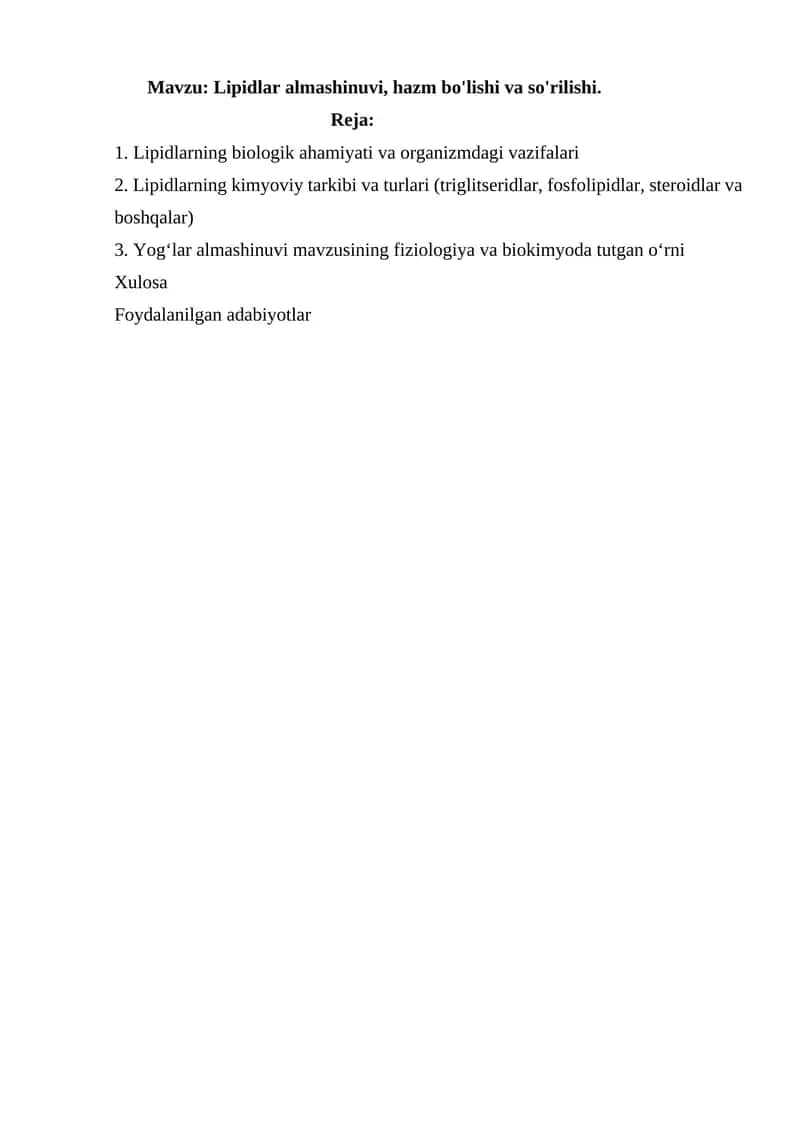 Lipidlar almashinuvi 1