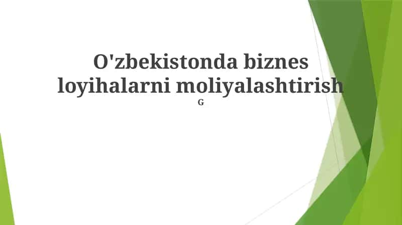 O'zbekistonda biznes loyihalarni moliyalashtirish 1