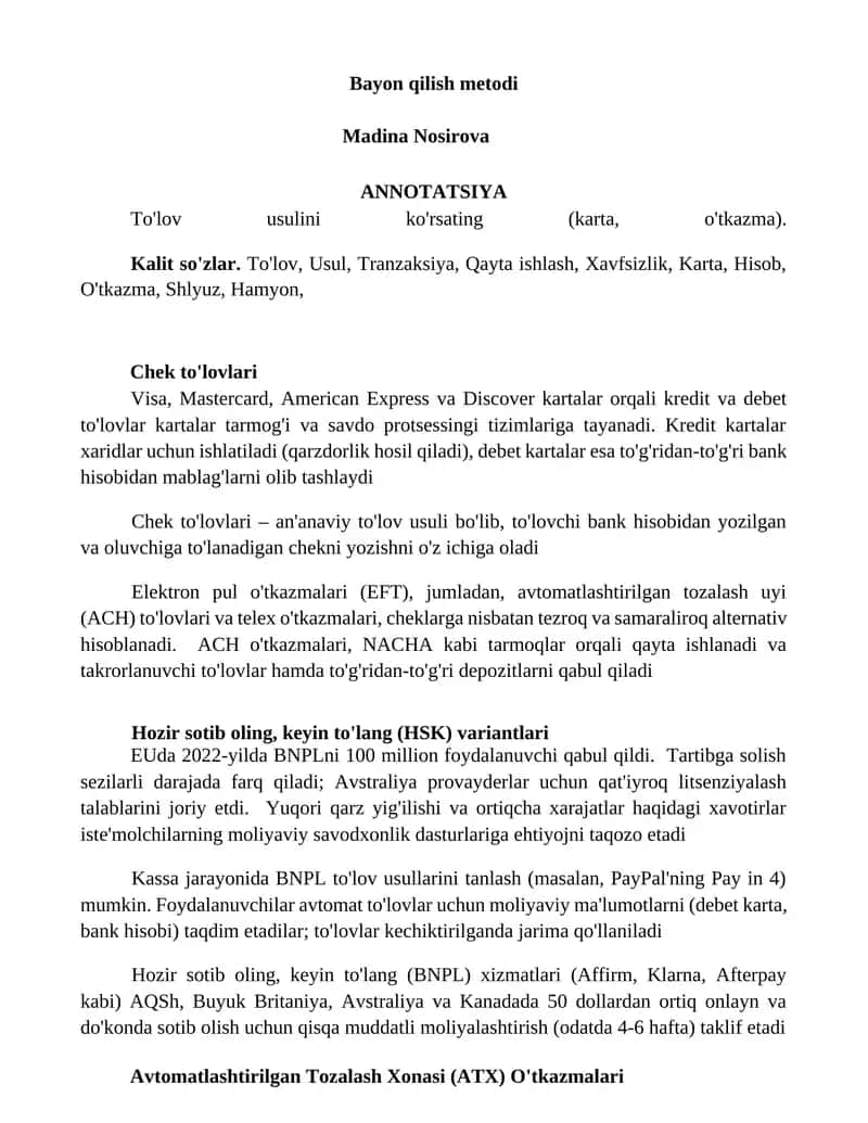 Bayon qilish metodi 1