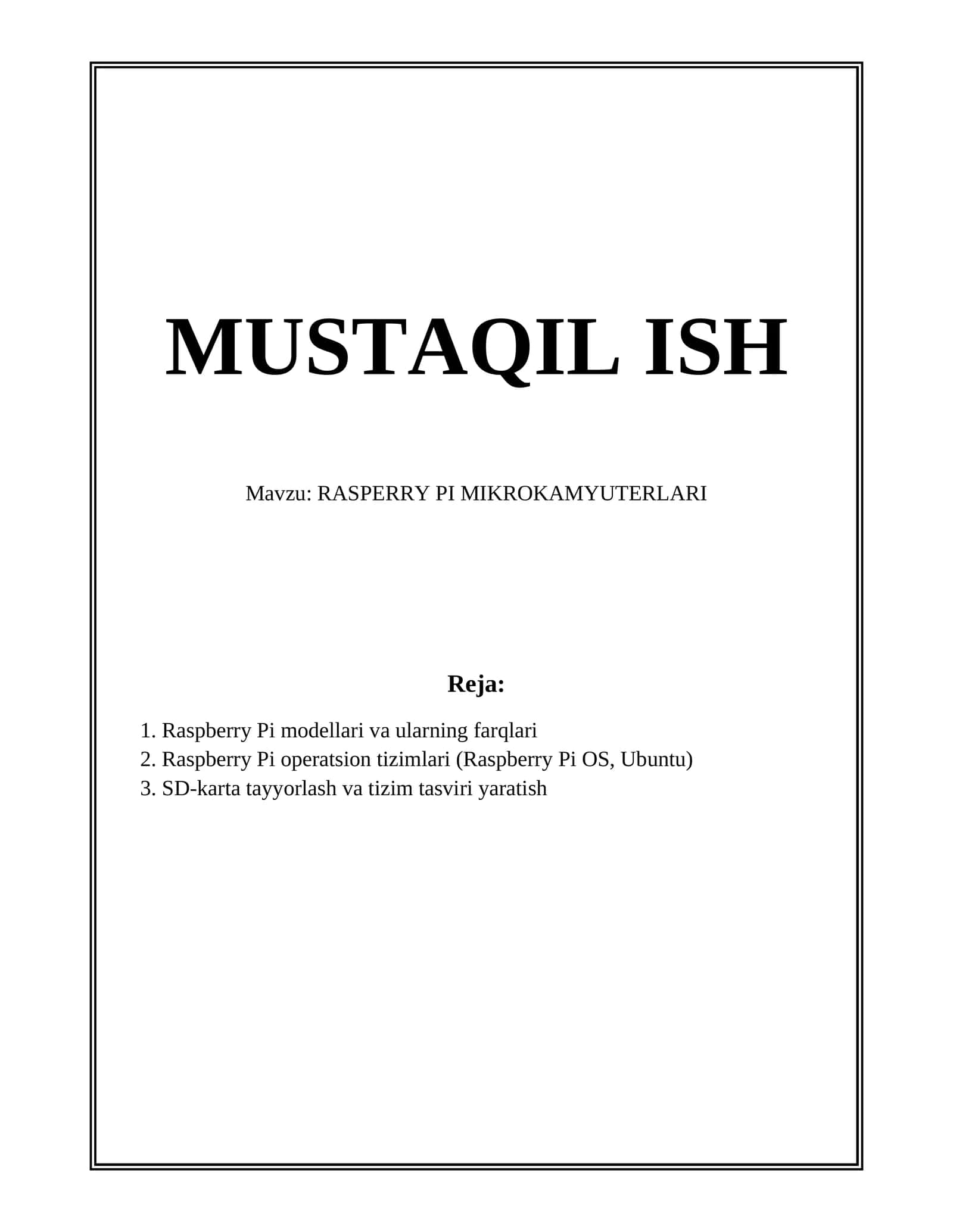 RASPERRY PI MIKROKAMYUTERLARI 1