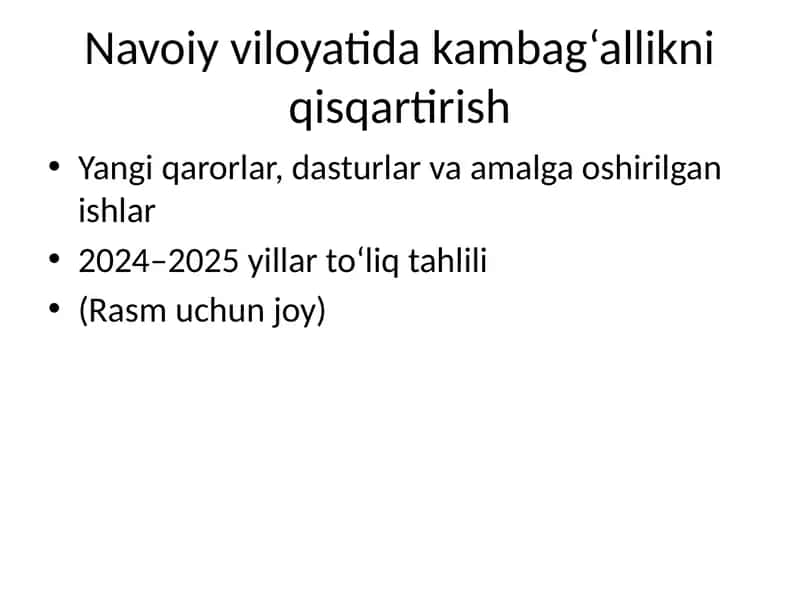 Navoiyda kambagʻalikni qisqartirish 1