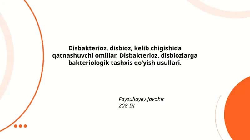 Disbakterioz va Disbioz 1