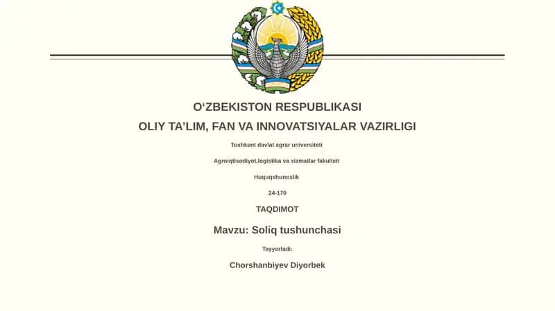 Soliq tushunchasi 1