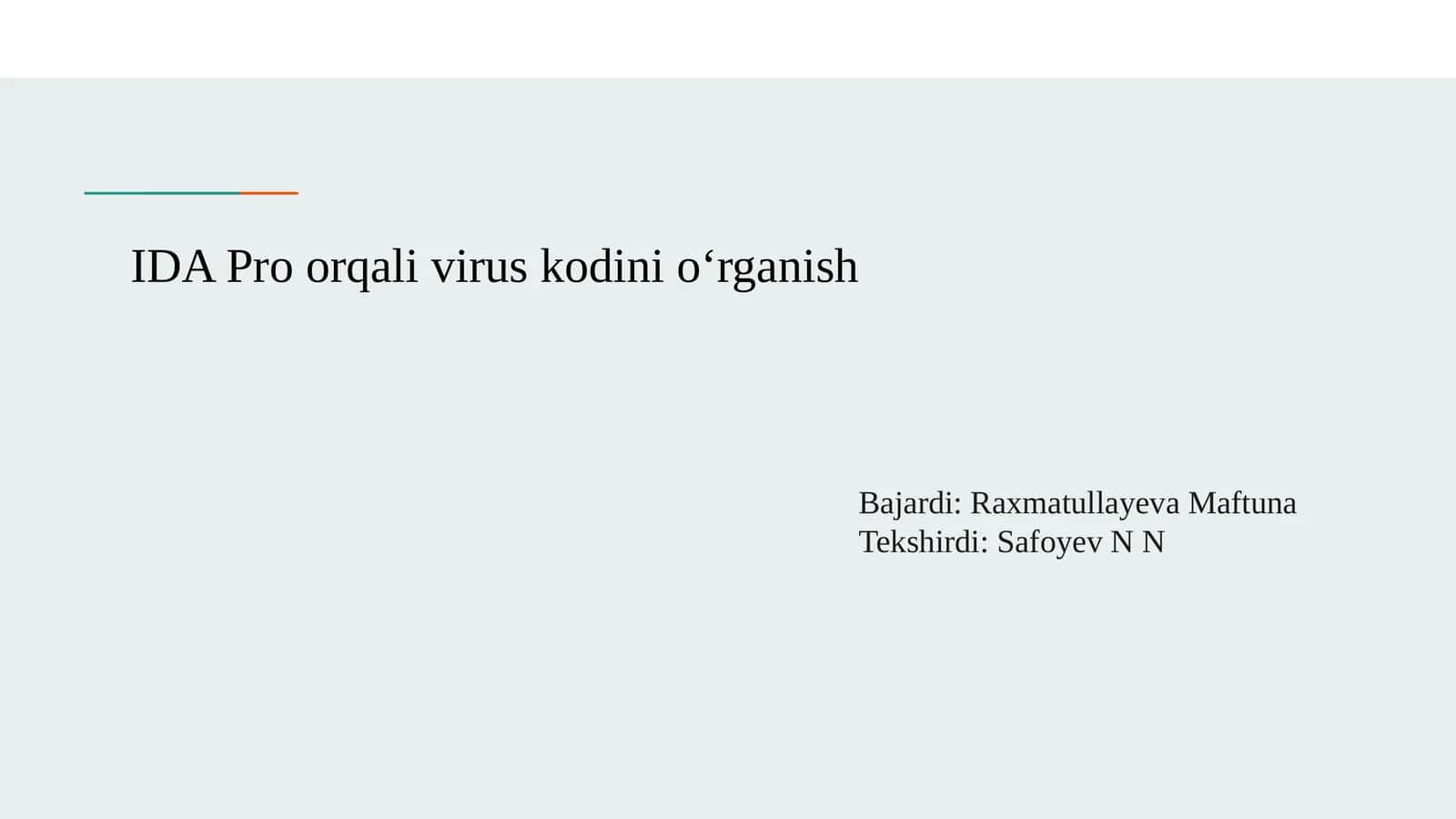 IDA Pro orqali virus kodini o‘rganish 1