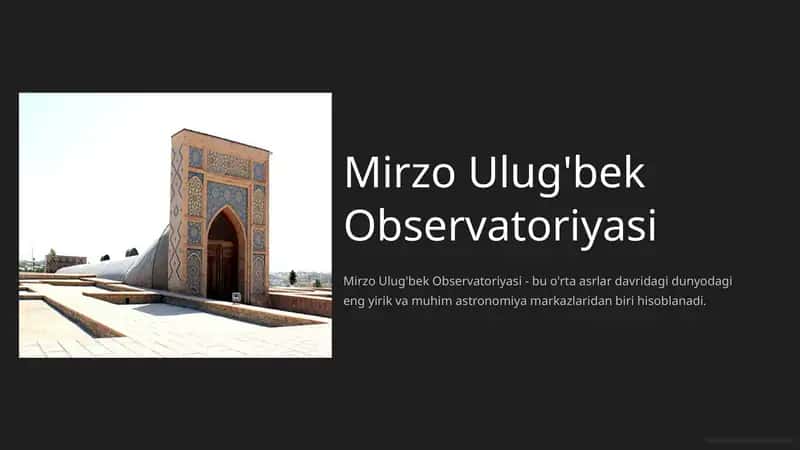 Mirzo Ulug'bek Observatoriyasi 1