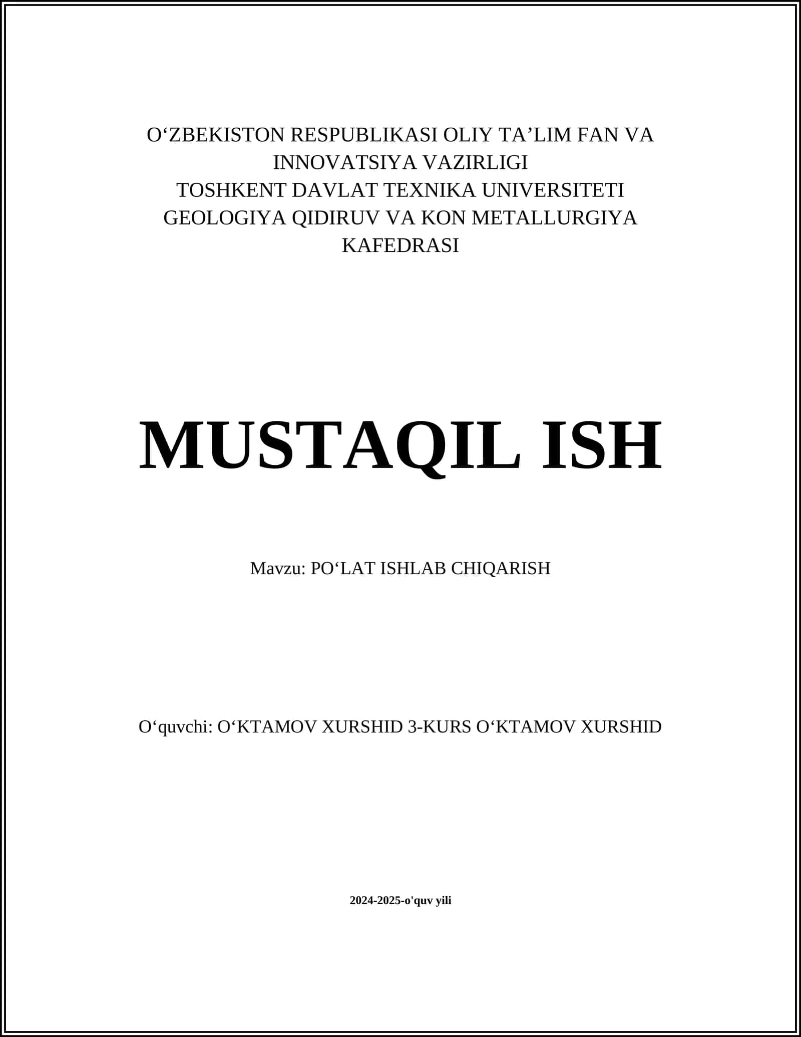 PO‘LAT ISHLAB CHIQARISH 1