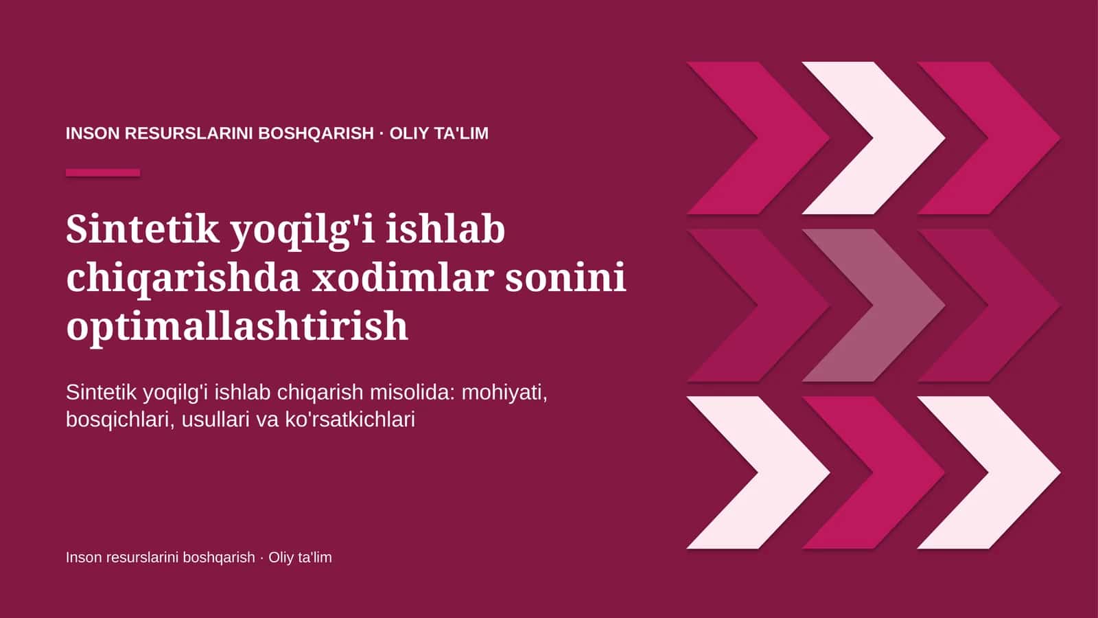 Sintetik yoqilg'i ishlab chiqarishda xodimlar sonini optimallashtirish 1