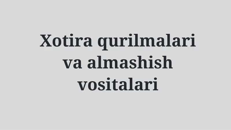 SSD va Xotiralari Malumotlashdirish Vositalari 1