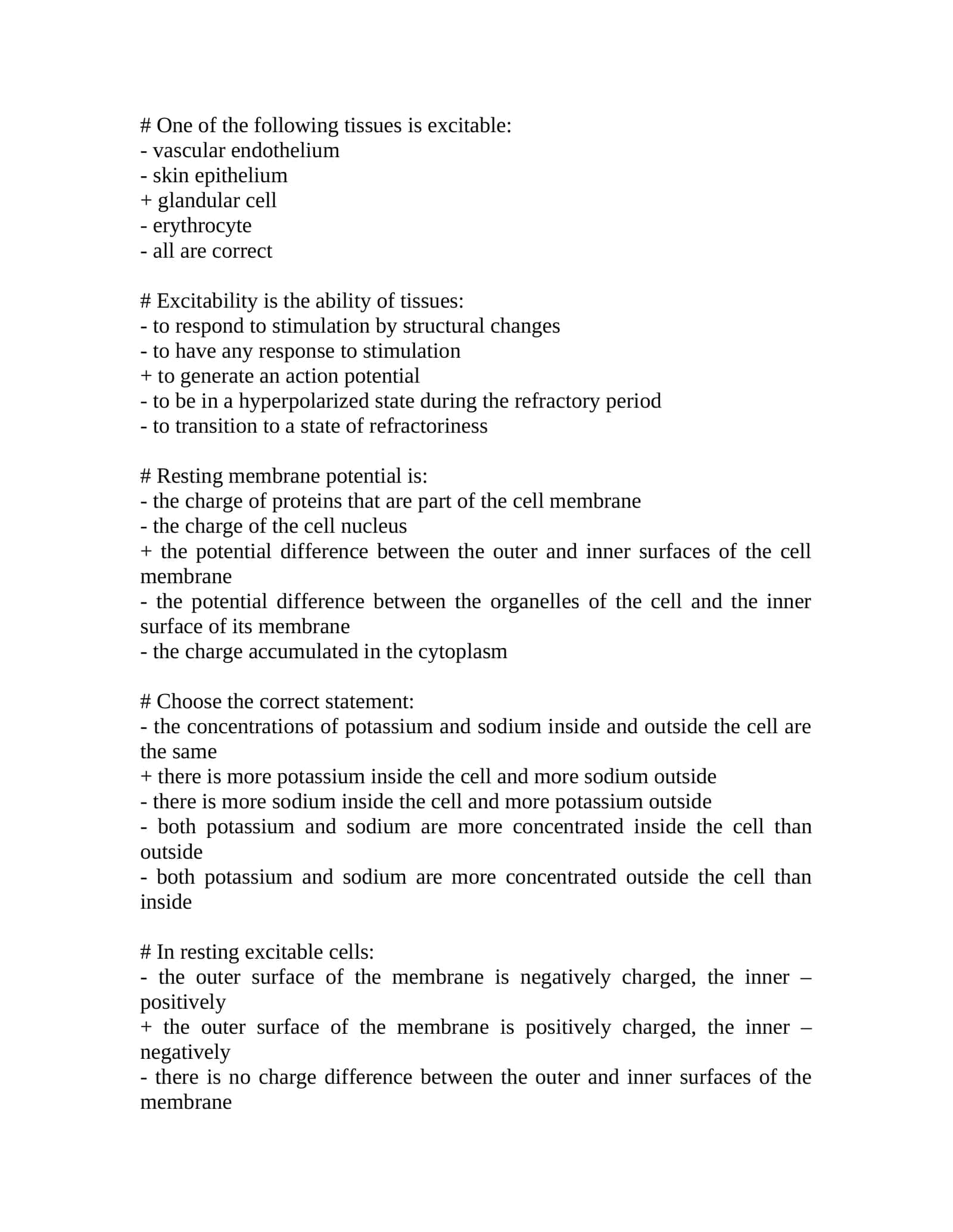 Excitable Tissues and Resting Membrane Potential 1