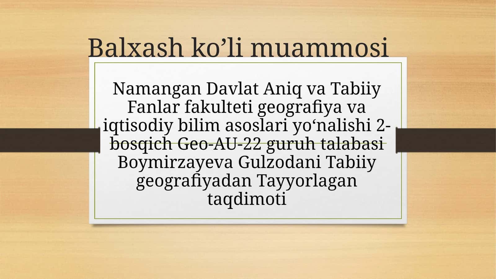 Balxash ko'li muammosi 1