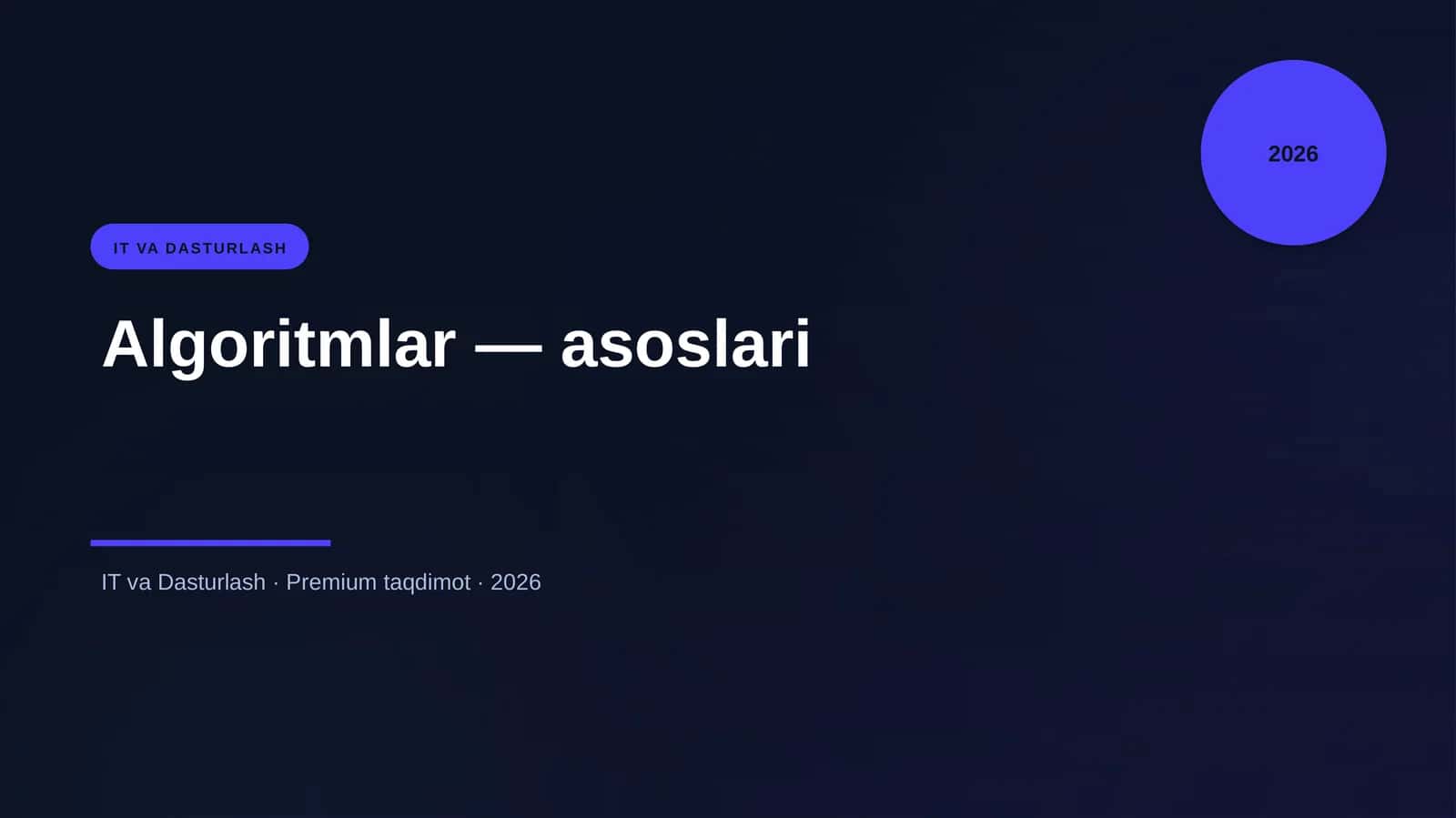 Algoritmlar — asoslari 1