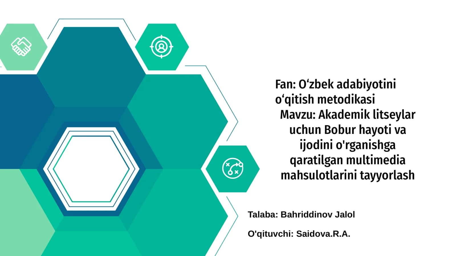 Fan: O‘zbek adabiyotini o‘qitish metodikasi 1