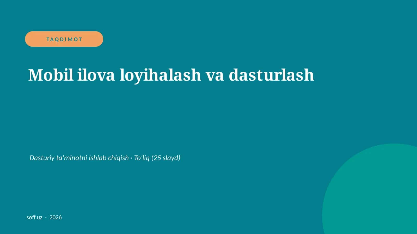 Mobil ilova loyihalash va dasturlash 1