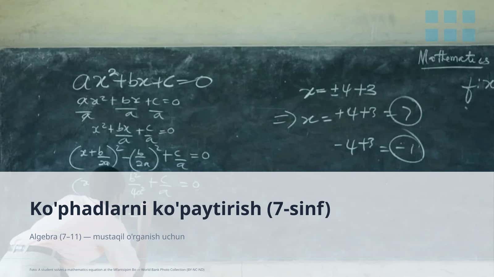 Algebra (7–11) — mustaqil o'rganish uchun 1