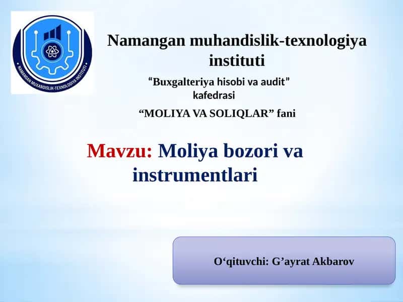 Moliyabozori vainstrumentlari 1