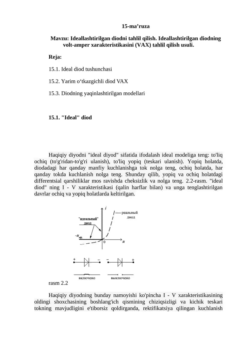 Ideal diod tahlil qilish 1