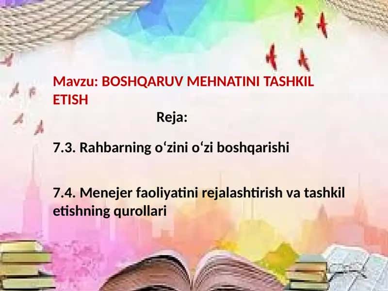 Rahbarning o‘zini o‘zi boshqarishi 1