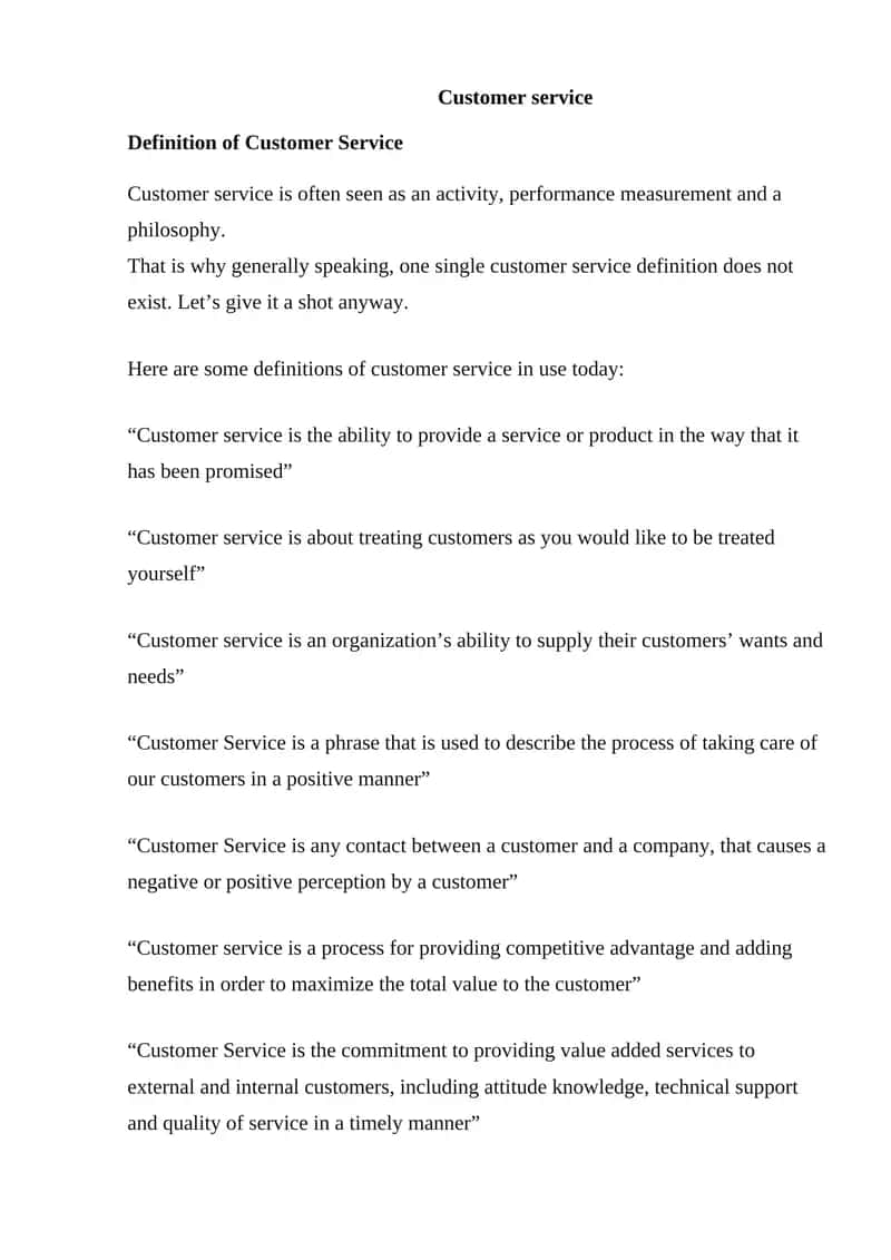 Customer Service Definitions 1