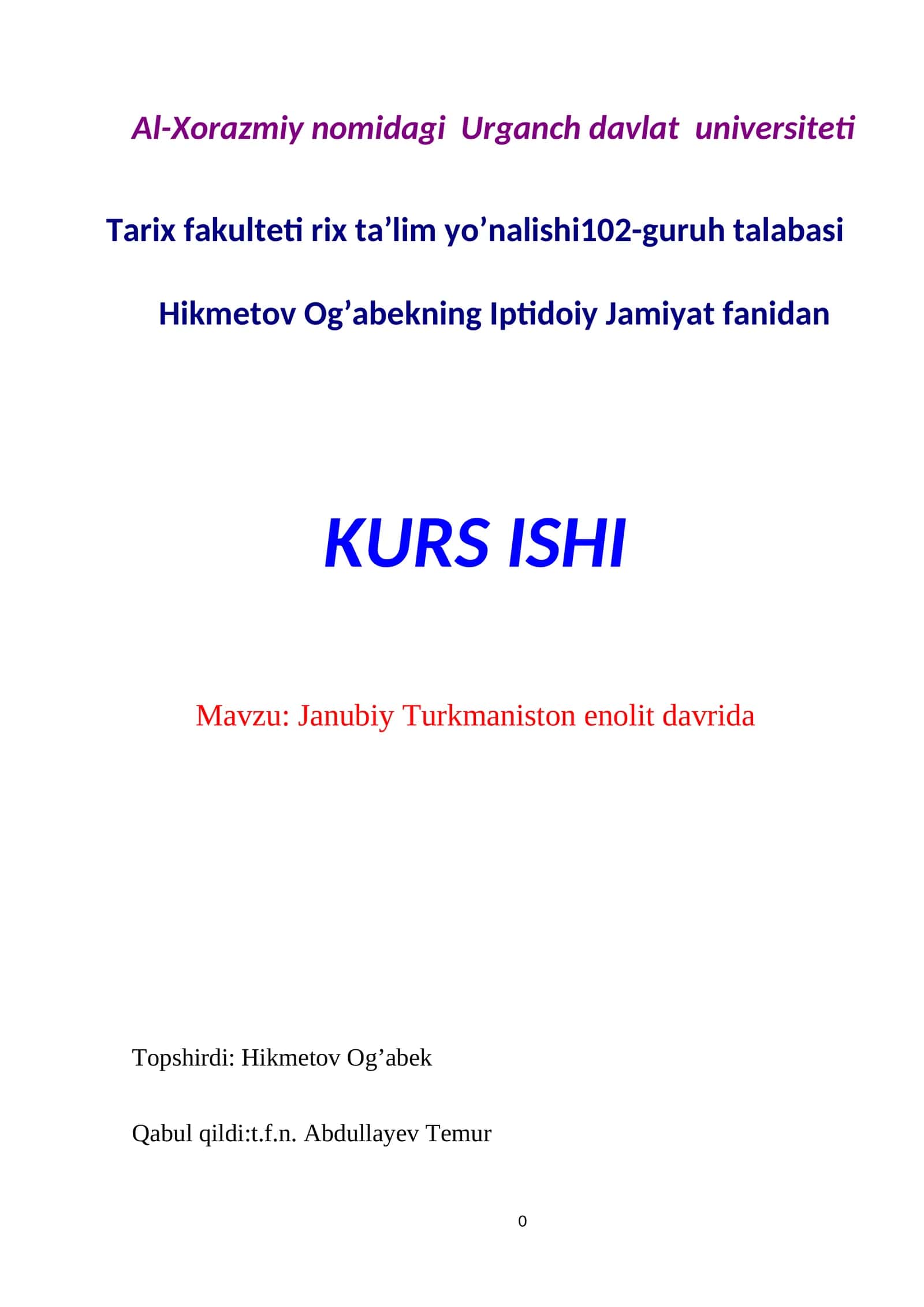 Janubiy Turkmaniston enolit davrida 1