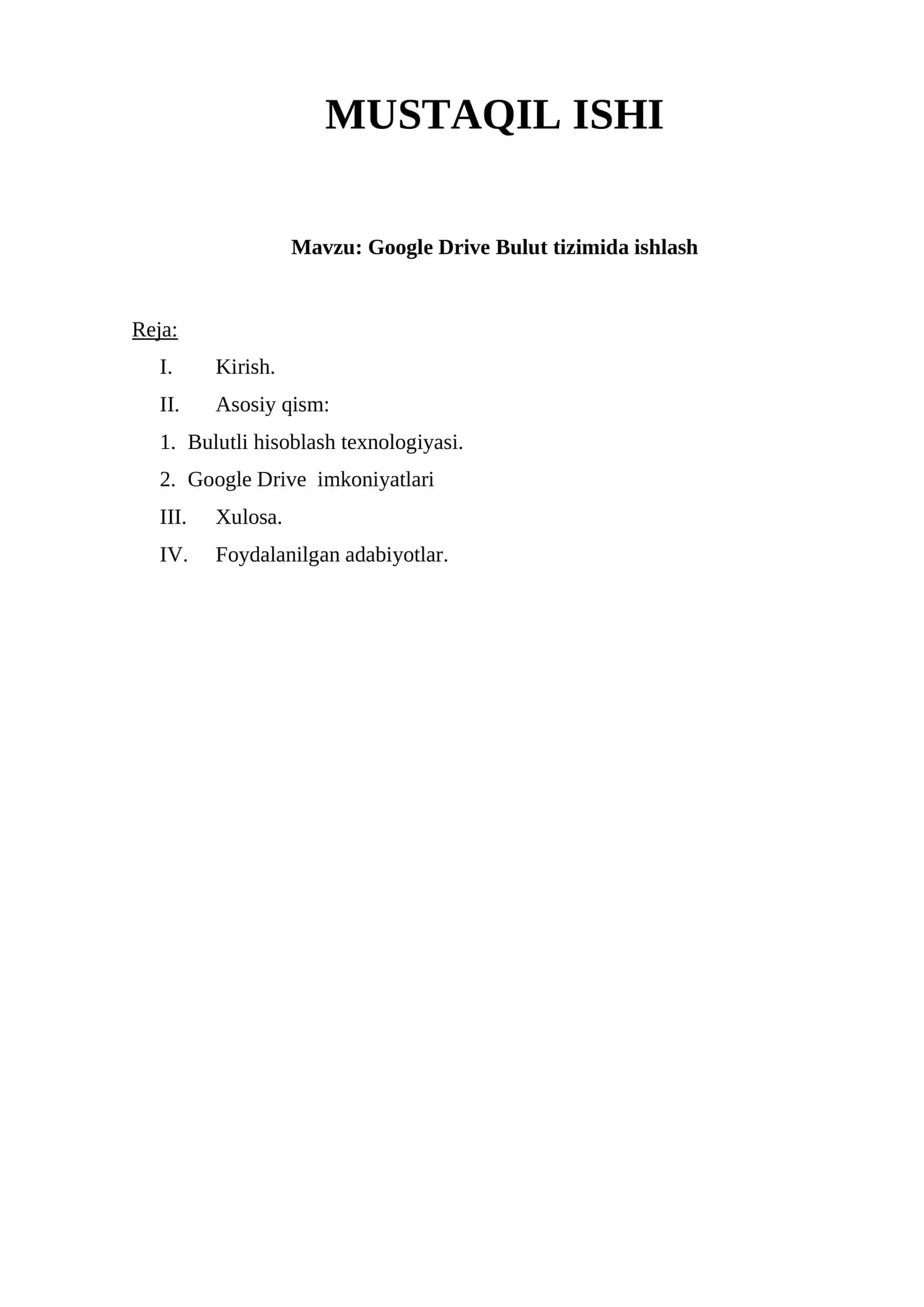 Google Drive Bulut tizimida ishlash 1