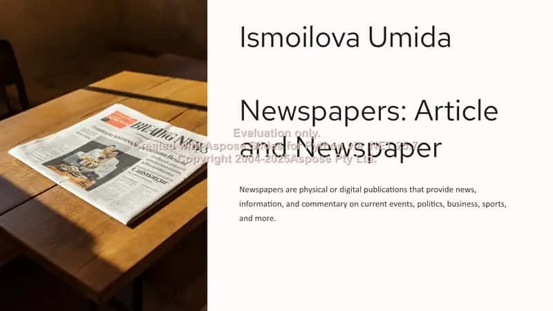 Newspapers: Article and Newspaper 1