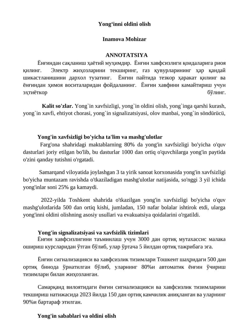 Yongʻinni oldini olish 1