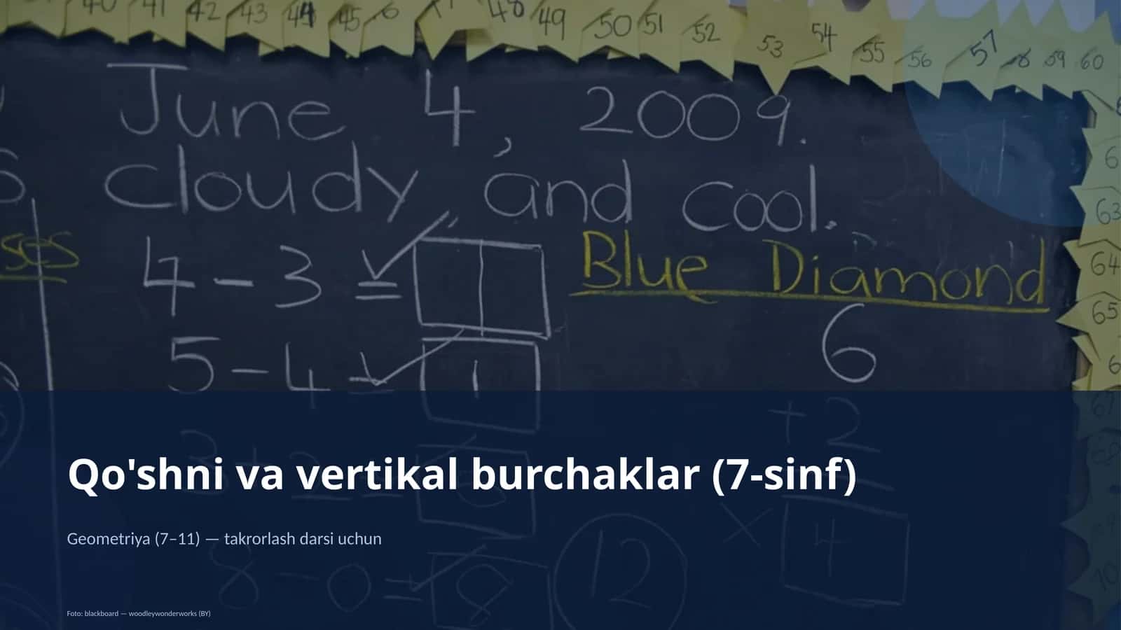 Qo'shni va vertikal burchaklar (7-sinf) 1